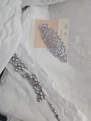 Mantilla madrina blanca 220x100cm+ accesorios