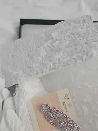 Mantilla madrina blanca 220x100cm+ accesorios