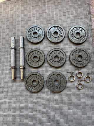 Mancuernas y discos de pesas 1 kg