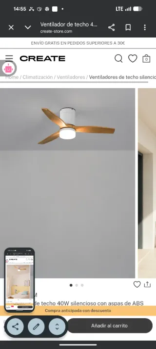 Ventilador de techo con luz CREATE 100%nuevo