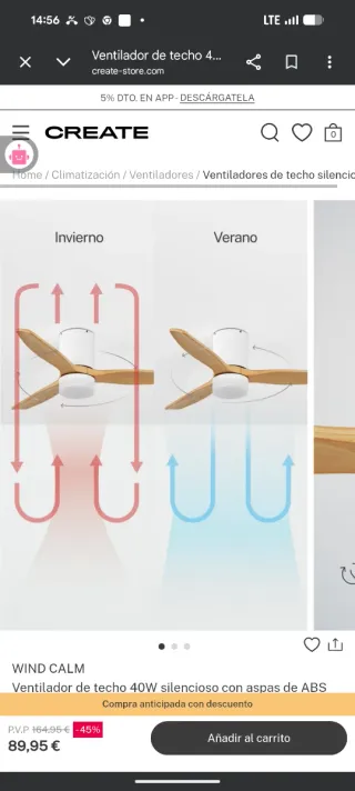 Ventilador de techo con luz CREATE 100%nuevo