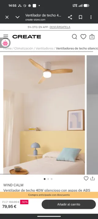 Ventilador de techo con luz CREATE 100%nuevo