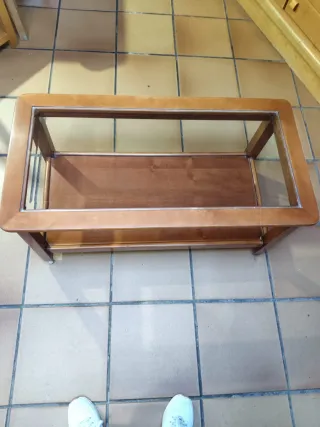 Mesita de centro madera y cristal