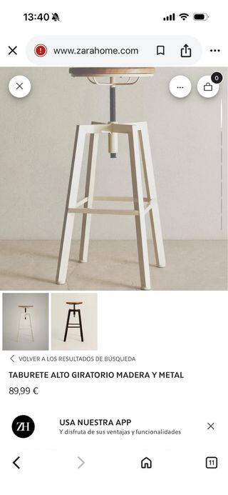 Taburete giratorio Zara Home madera y metal