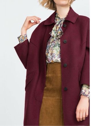 Abrigo Lana Zara Mujer Rojo