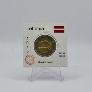 2 Euro Commemorativa Lettonia 2015 Cicogna FDC
