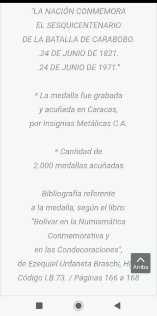 Medalla Conmemorativa Venezuela Simón Bolívar