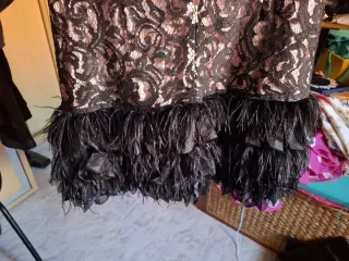 Vestido fiesta negro y rosa encaje