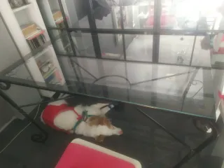 Mesa Forja Cristal y 6 Sillas