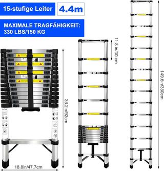 ESCALERA 4,4 METROS TELESCOPICA PLEGABLE NUEVA __-