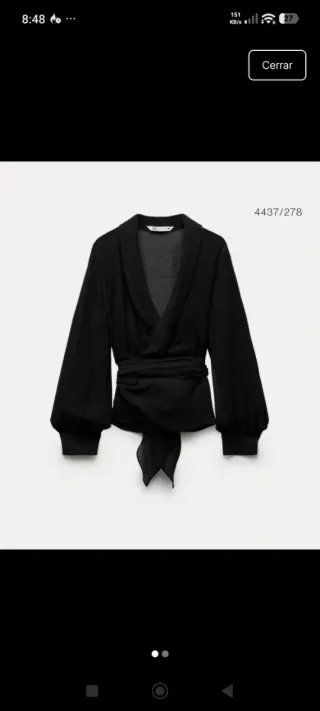 Blusa Zara cruzada negra