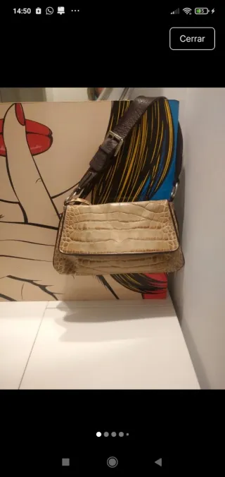 Bolso Puntotres Piel Beige/Marrón