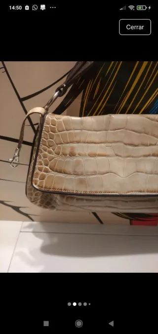 Bolso Puntotres Piel Beige/Marrón