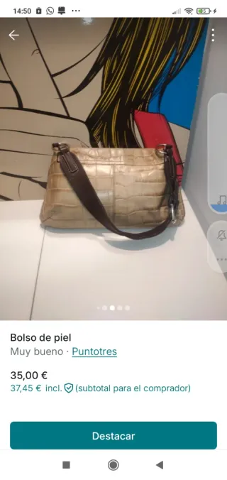 Bolso Puntotres Piel Beige/Marrón