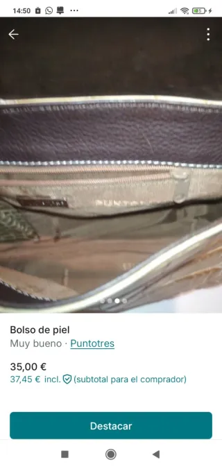 Bolso Puntotres Piel Beige/Marrón