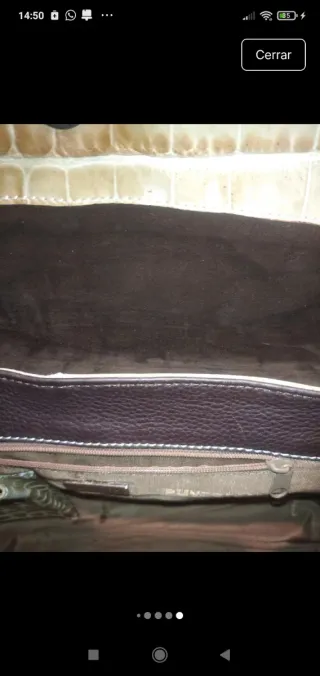 Bolso Puntotres Piel Beige/Marrón