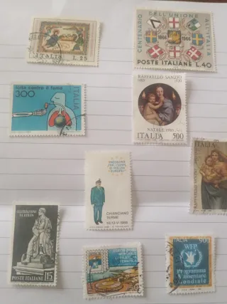 9 Francobolli Italiani Usati 1966-1996