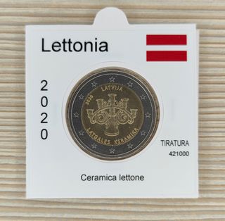 2 Euro Lettonia 2020 Ceramica FDC