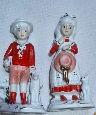 Coppia statuine porcellana ragazzo e ragazza