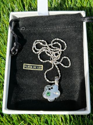 Colgante Plata Ley Flor Circonitas Peridoto