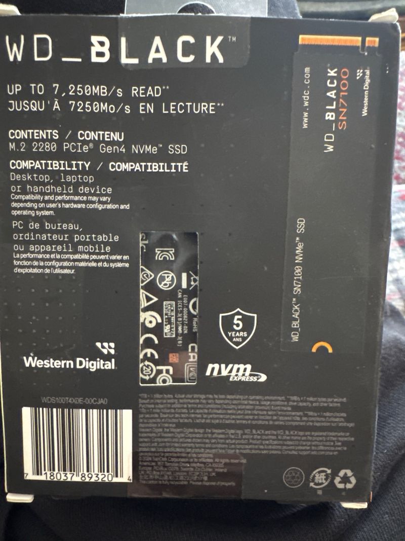 WD BLACK SN7100 1TB SSD NVMe PCIe 4 afbeelding 2