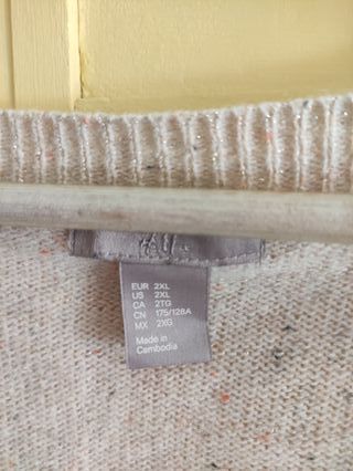 Cardigan XXL beige jaspeado
