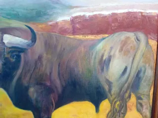 Cuadro óleo Toro "Entre la vida y la muerte"