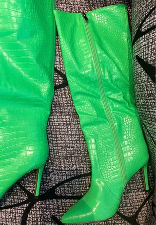 Botas altas verdes efecto piel de cocodrilo