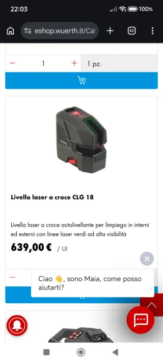 Livella laser Wurth CLG 18 Luce Verde