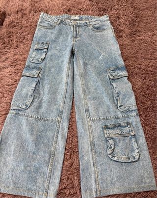 Jeans Cargo Donna Blu