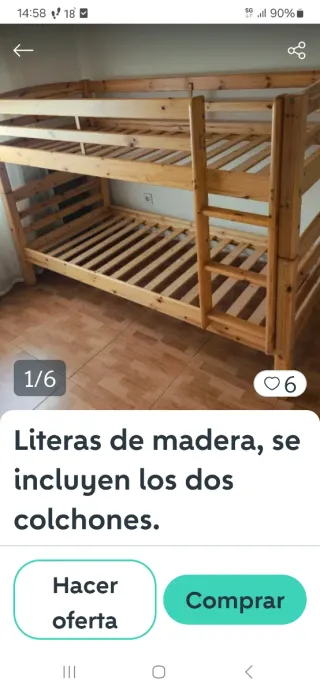 Literas de madera sin colchon