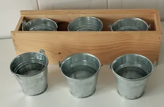 Set de 6 cubos metálicos plateados