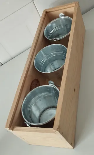 Set de 6 cubos metálicos plateados