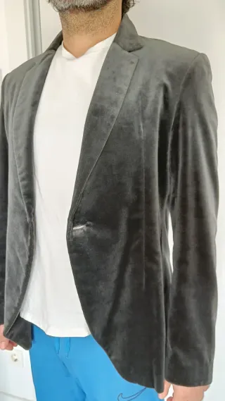 Chaqueta terciopelo,hecha a mano gris