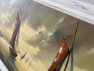 Cuadro Lienzo Barcos Marineros Azul