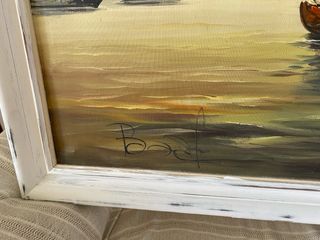 Cuadro Lienzo Barcos Marineros Azul