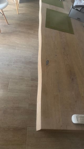 Tavolo da pranzo in legno massello 2,20x1m, gambe in metallo