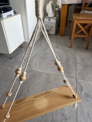 Estantería macramé madera y cuerda