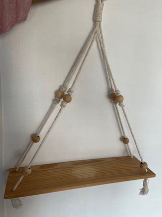 Estantería macramé madera y cuerda