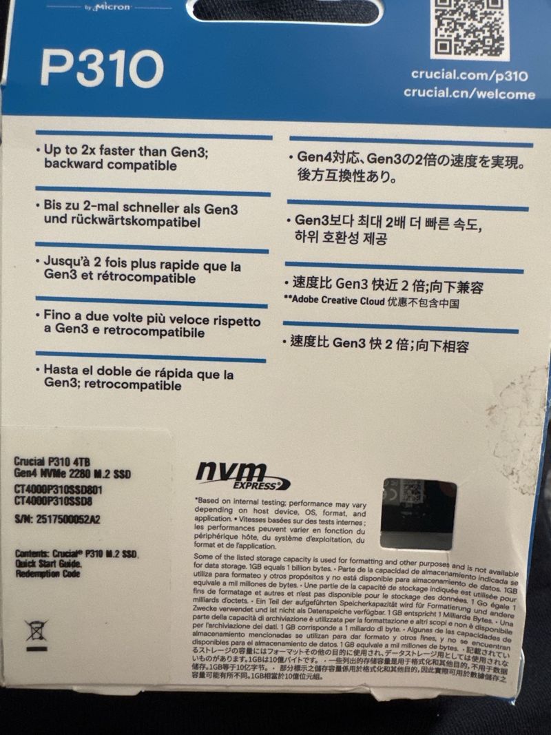 Crucial P310 4TB SSD M.2 NVMe PCIe 4.0 afbeelding 2