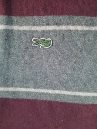 Jersey rayas Lacoste gris y rojo