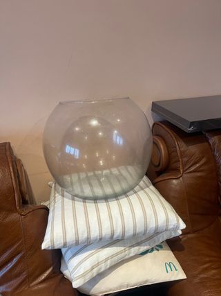 Pecera redonda grande de cristal