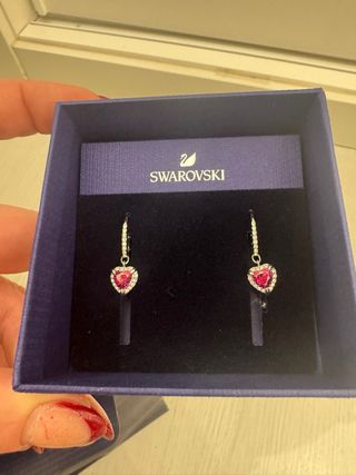 Pendientes Swarovski Corazón Rosa fucsia