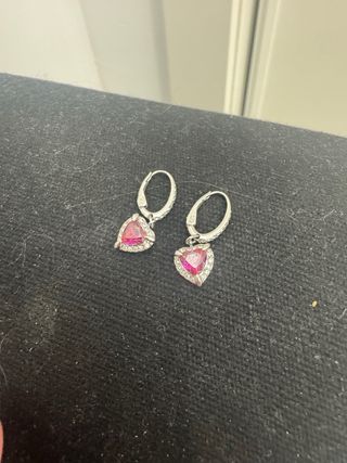 Pendientes Swarovski Corazón Rosa fucsia