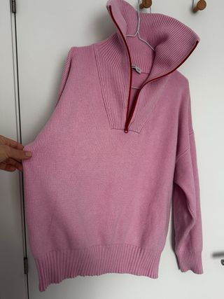 Sudadera Mango Rosa Cremallera