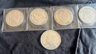5 Monedas de Plata Francesas y Belga. Plata 900