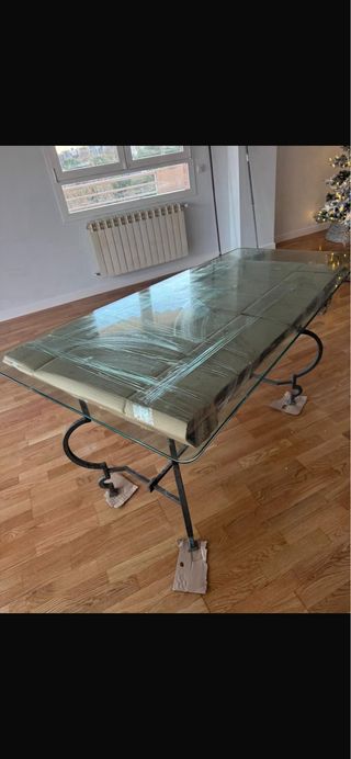 Mesa de trillo rústica madera y metal