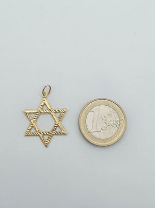 Colgante de Oro 18K, Estrella de David, 1,4gr, 3cm
