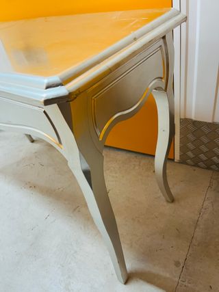 Mesa de madera plateada mesa de salon comedor