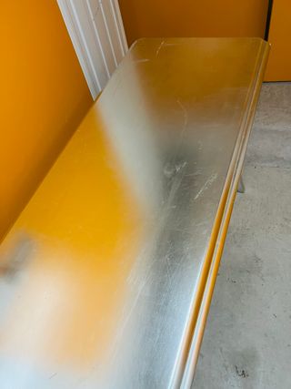 Mesa de madera plateada mesa de salon comedor